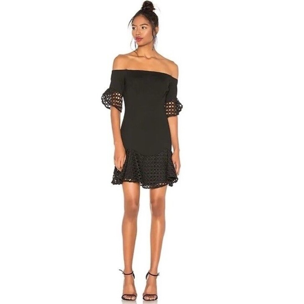 ELLIATT Carnelian Dress In Black Off The Shoulder Womens Size XL Party Cocktail
